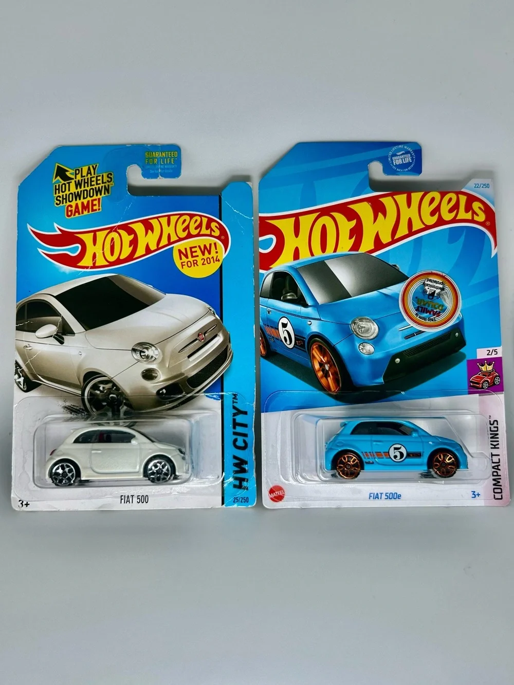 Hot Wheels Fiat Lot Of 2x - Treasure Hunt Fiat 500 Blue & White HW City NEW 2015